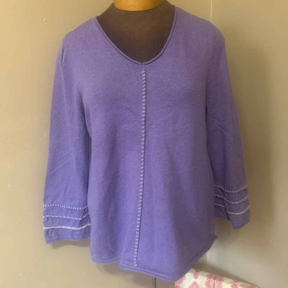 Habitat Sz XL Lavender Long Sleeve Winter Sweater Wearable Art to Wear Shirt Top